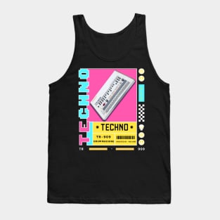 TECHNO  - TR 909 Drum Machine (white/blue/pink) Tank Top